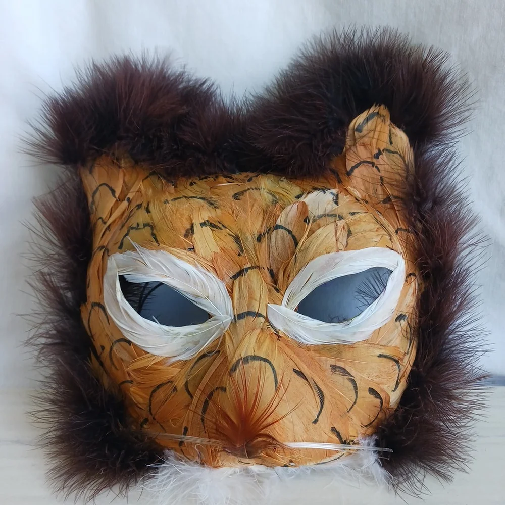 Lion Cat Mask Feathers 7x8 Costume Masquerade Disguise